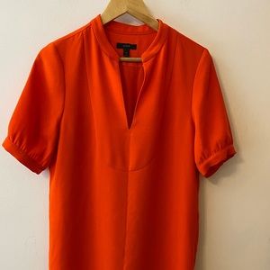 J. Crew Orange Dress with Cuffed Sleeves and Mock Neck